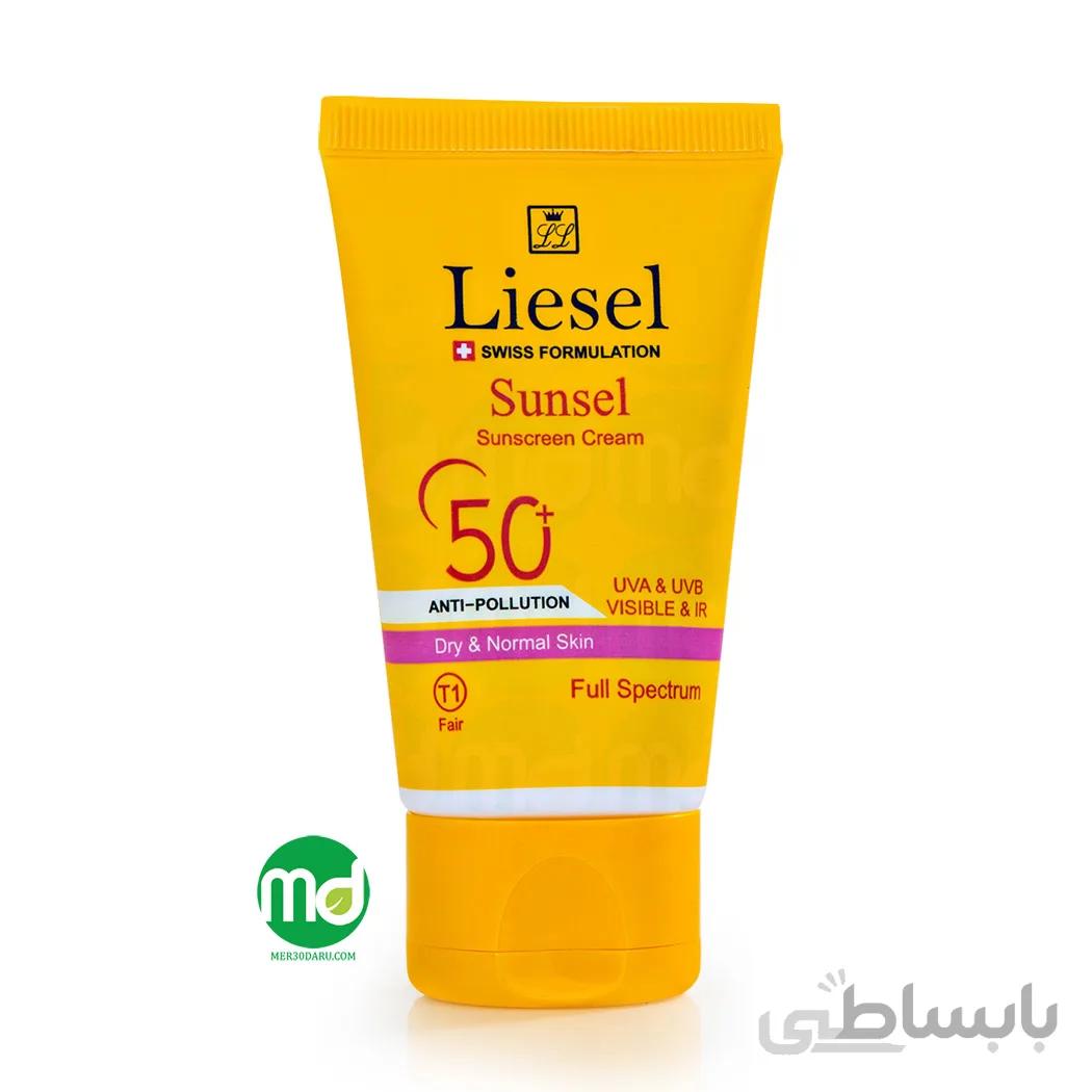 کرم ضد آفتاب سانسل پوست خشک و نرمال (رنگ T1 فیر) لایسل ا ( LIESEL Sunsel Sunscreen Cream for Dry & Normal Skin )