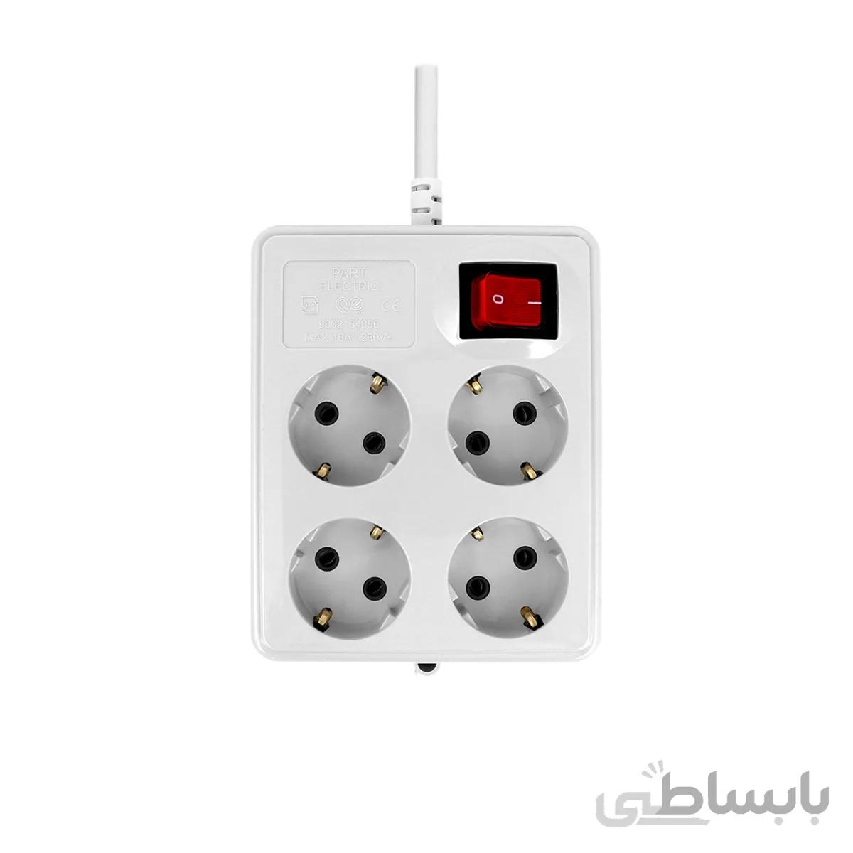چند راهی برق کلید دار ارت دار 4 خانه 3 متری پارت الکتریک مدل Part