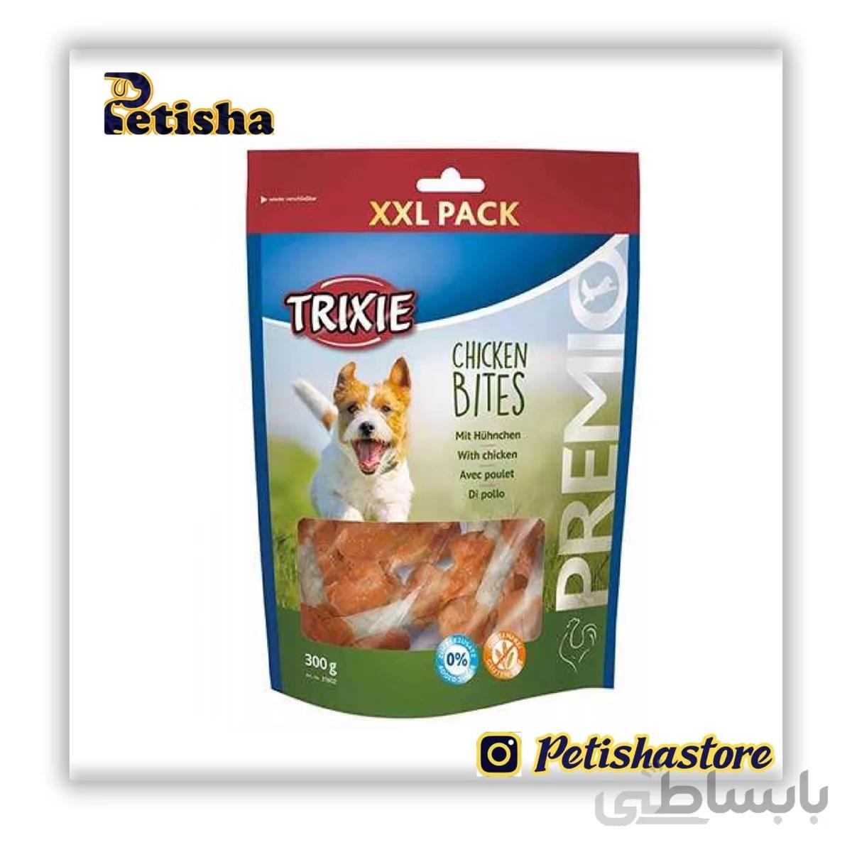 تشویقی سگ تریکسی مدل Chicken bites وزن 100 گرم