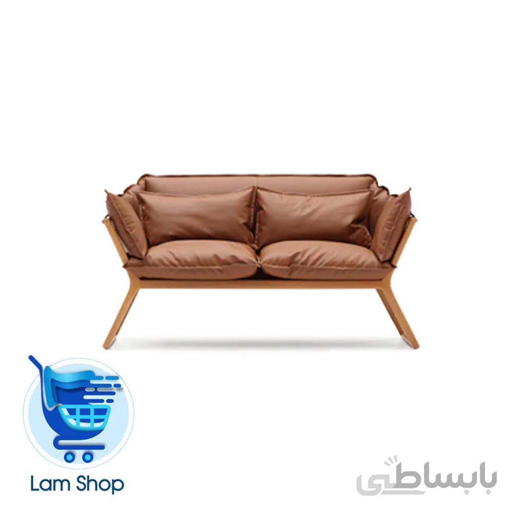 مبل دو نفره پایه چوبی Stay double seat نظری (روکش چرم )