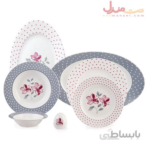 سرویس 28 پارچه چینی زرین سری ایتالیا اف مدل والنسیا ارغوانی درجه یک