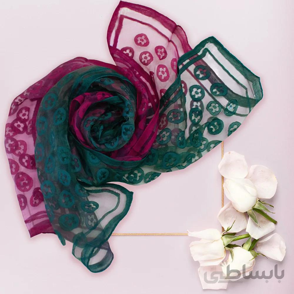 شال مجلسی ویسکوز طرح گل آبرنگی ماچو 2286