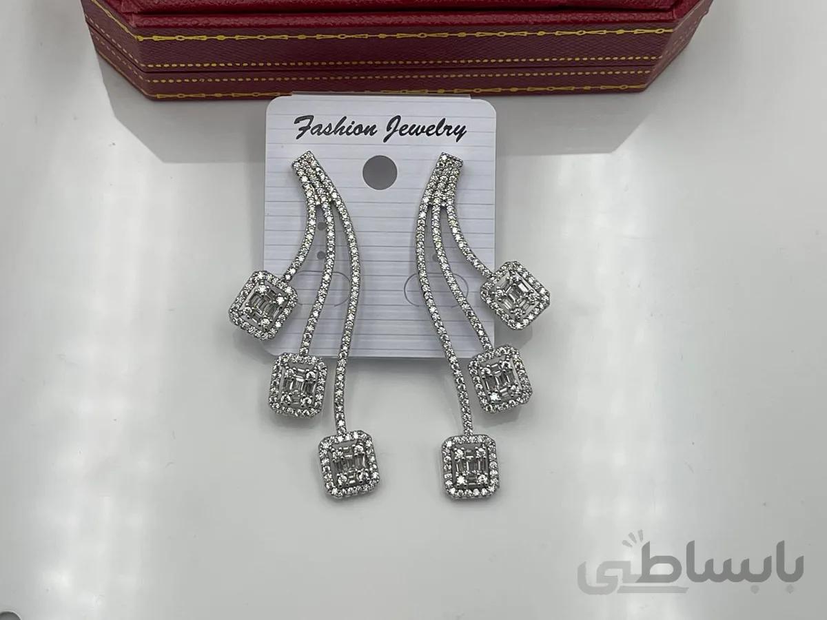 گوشواره مجلسی لاکچری نگین کاری