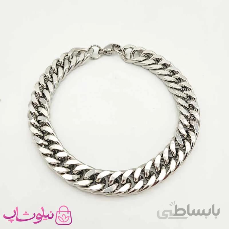 دستبند استیل مردانه طرح کارتیه نقره ای
