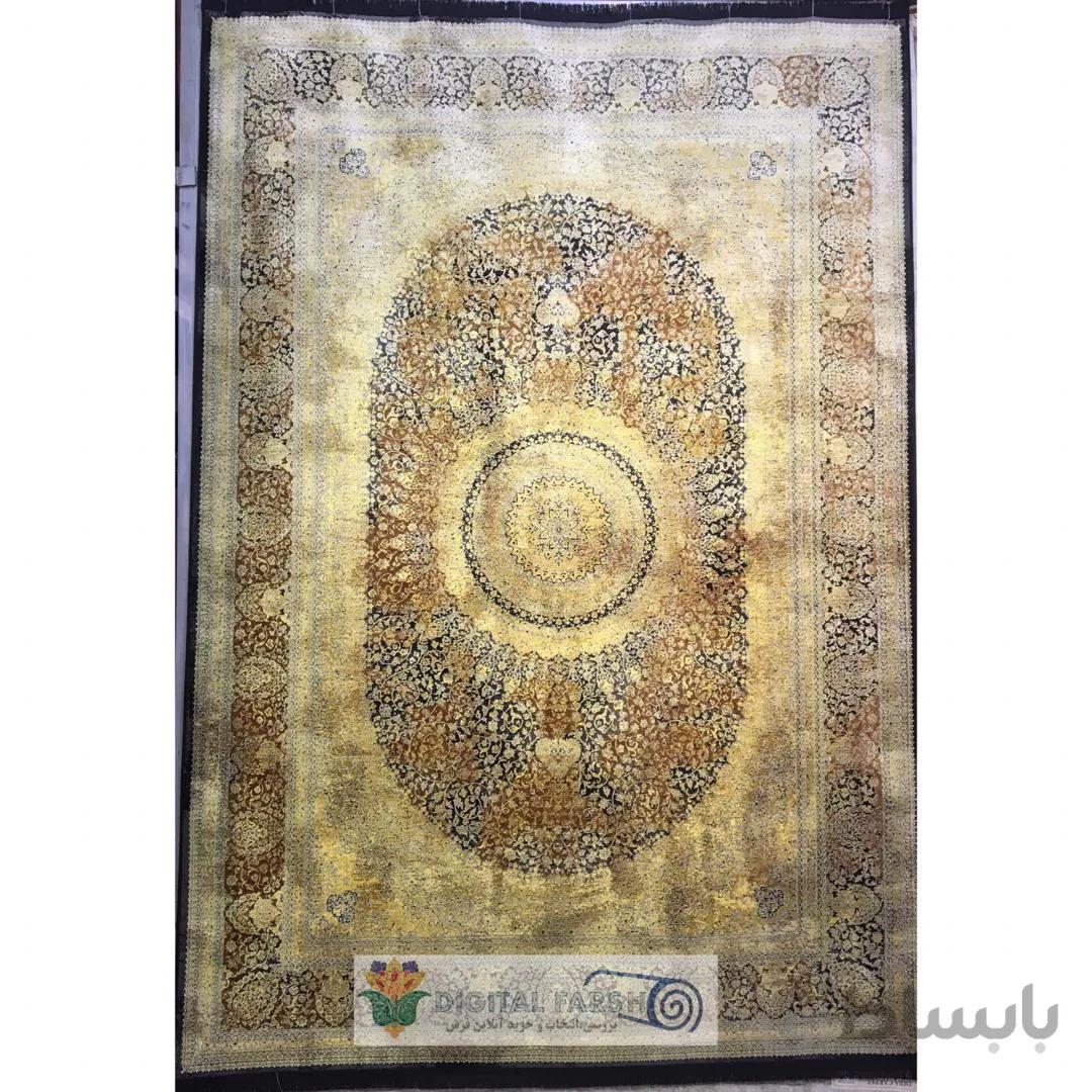 فرش جردن کلکسیون بامبو مشکی طلایی طرح کد 4423