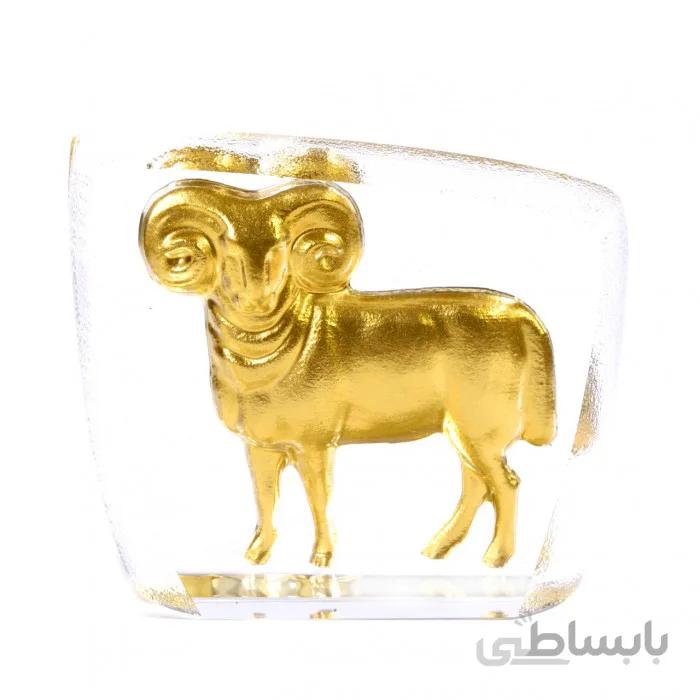 تندیس کریستال طلا کوب طرح ماه تولد فروردین سایز کوچک CS01