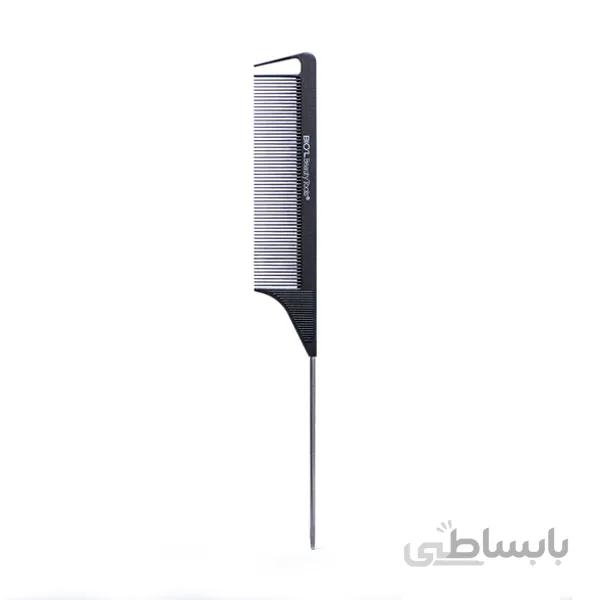شانه موی سر گرافیت استایل مشکی تخت متوسط دم باریک با دم استیل و انگشتی برروی شانه بیول