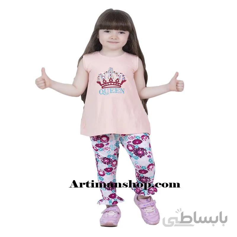 تونیک شلوارک دخترانه صورتی کد 2795