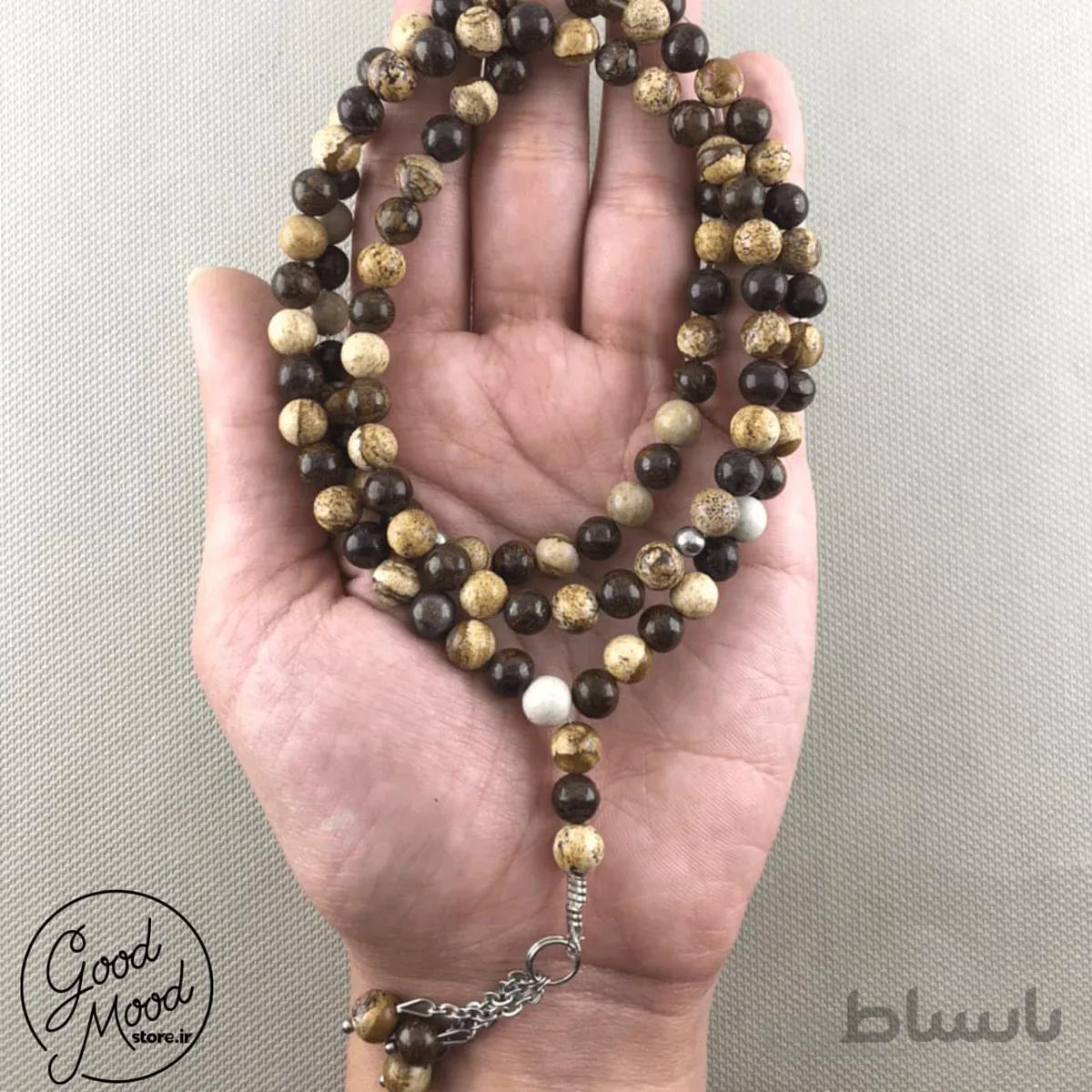تسبیح سنگ طبیعی برنزیت و جاسپرچوبی