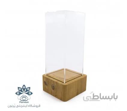 تندیس پلکسی گلدان با پایه چوبی