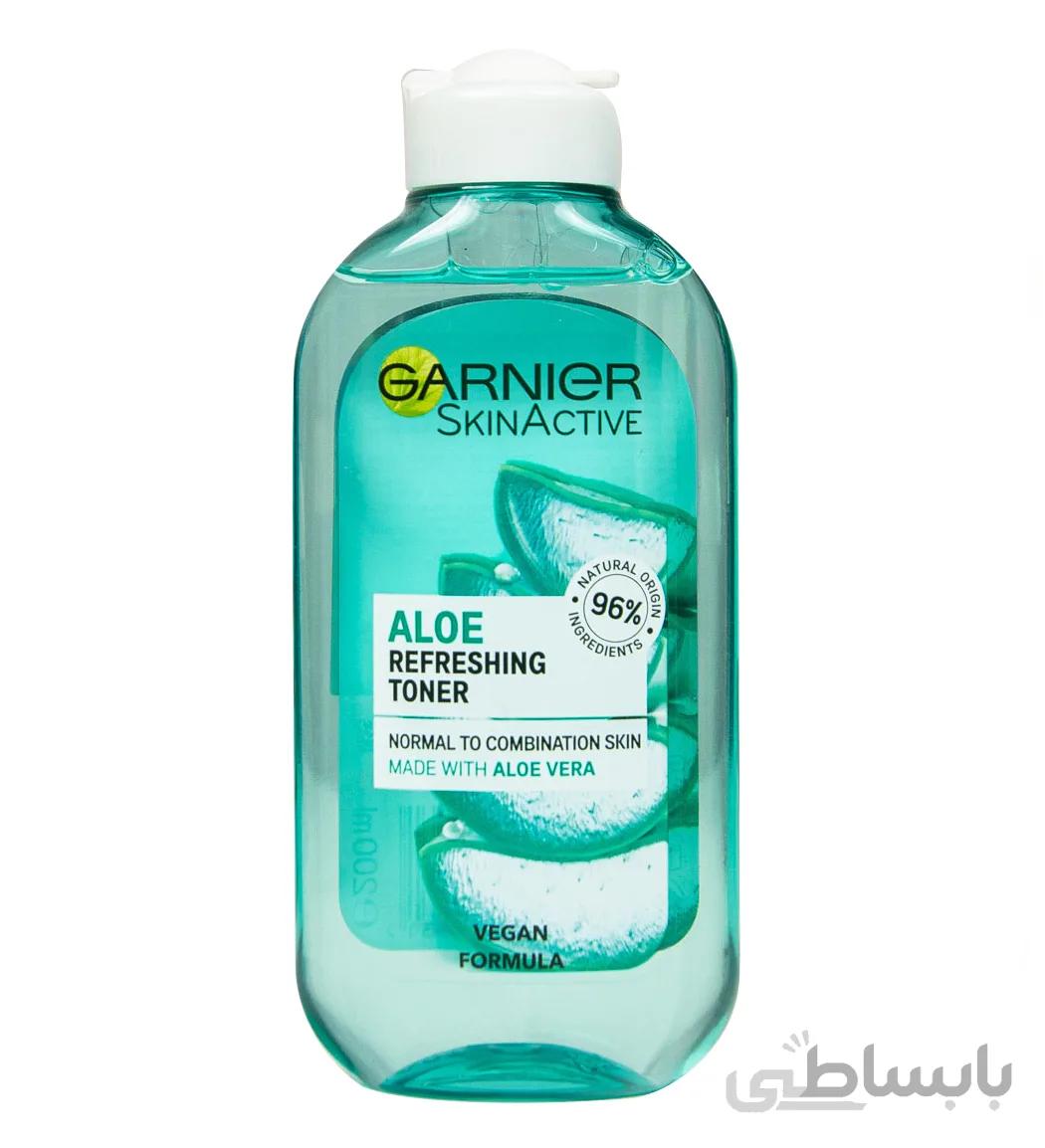تونر پاکسازی پوست گارنیر عصاره آلوئه ورا Garnier Refreshing Toner With Aloe ا آلوئه ورا