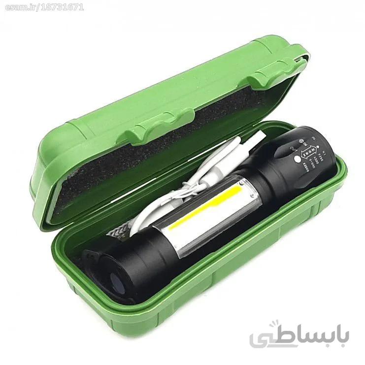 چراغ قوه زوم دار جیبی XPE+COB با چراغ بغل