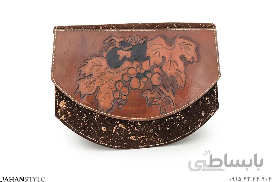 کیف دوشی چرم طبیعی اشبالت قلم زنی