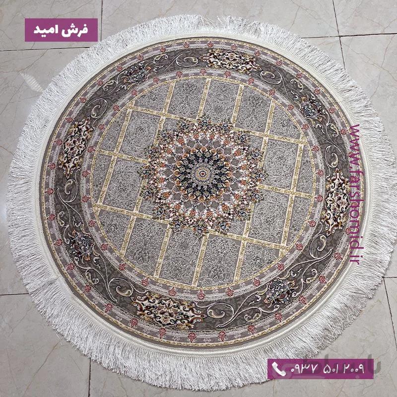 فرش ماشینی دایره 1200 شانه 8 رنگ طرح آراد سیلور فرش ملل