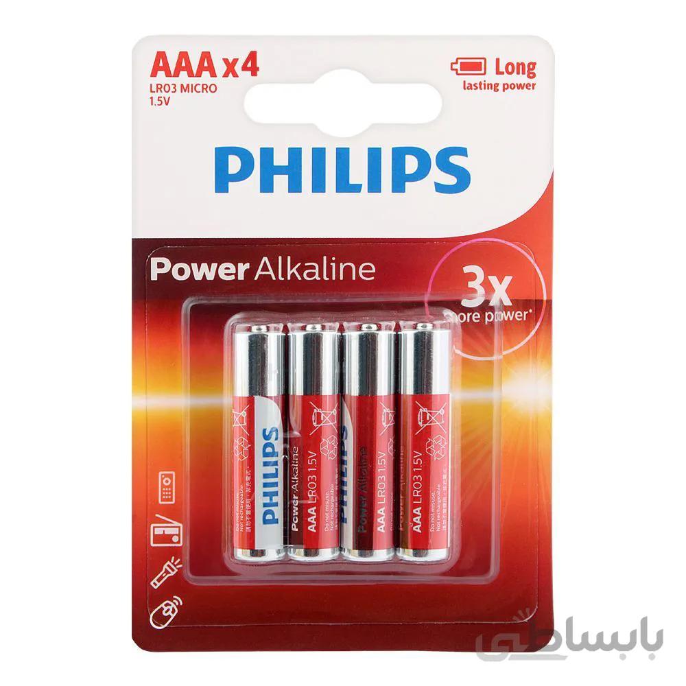 باتری نیم قلمی فیلیپس مدل Power Alkaline بسته ۴ عددی