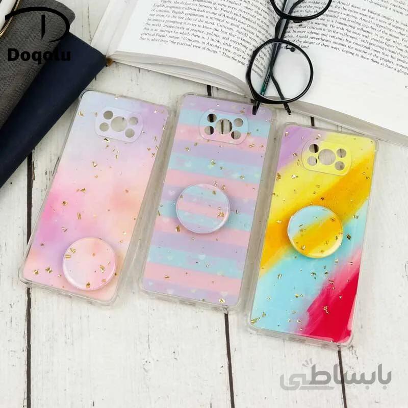 قاب محافظ لنزدار رزین طرح آبرنگی پاپ سوکت دار Xiaomi Poco X3