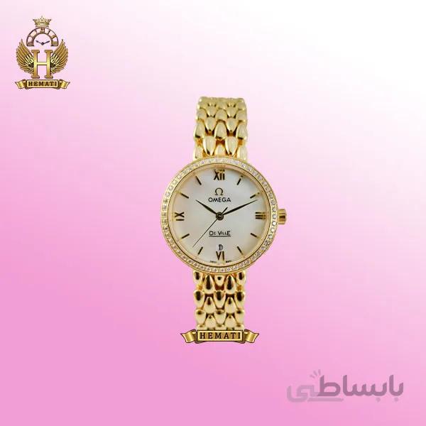 ساعت مچی زنانه امگا OMEGA DE VILLE طلایی (دورقاب نگین دار)