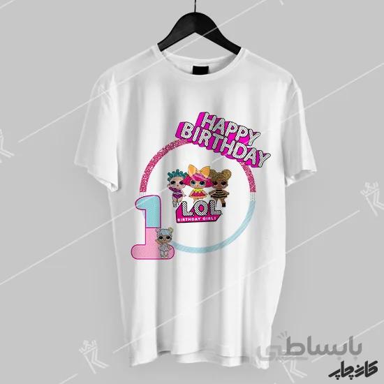 تیشرت طرح تم تولد یکسالگی دخترانه لول LOL