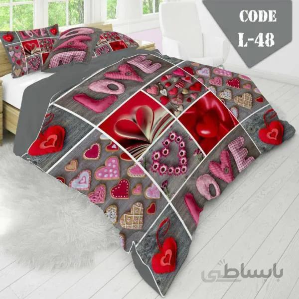 روتختی سه بعدی ساتن ابریشم ترک طرح قلب - کد 48