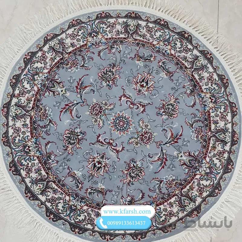 فرش گرد طرح افشان نقره ای (طوسی کم رنگ)