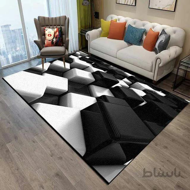 روفرشی کشدوز مخمل ترک مدل پازل سیاه و سفید سایز 350*250 سانتی متر ( 9متری )