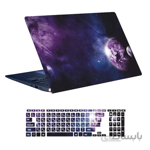 اسکین لپ تاپ طرح Space کد ۱۱۱ به همراه استیکر کیبورد