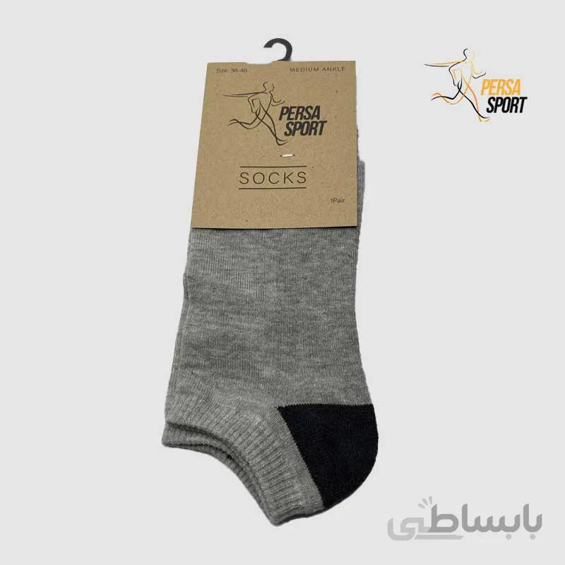 جوراب مچی زنانه کف حوله طوسی Pso001-032