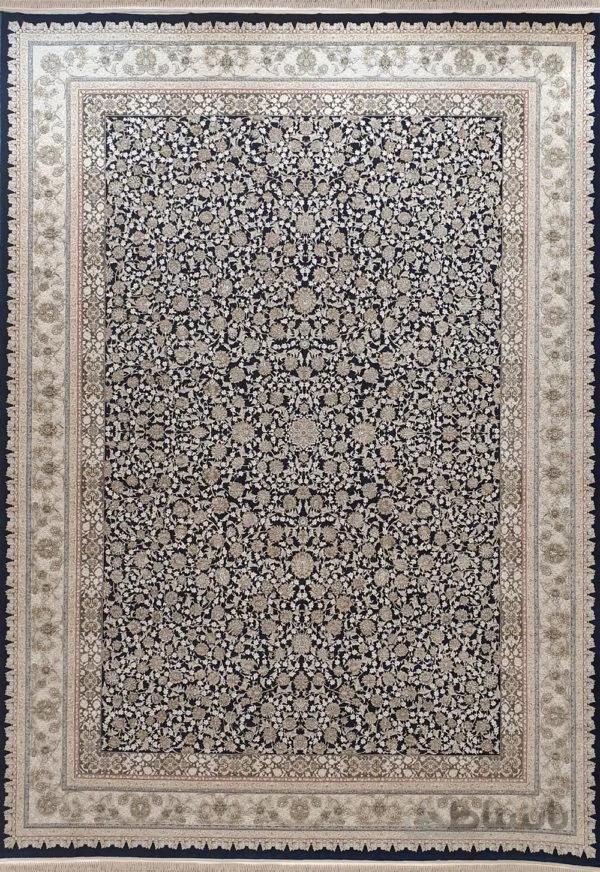 فرش کاشان 1500 شانه کد 15001 سرمه ای