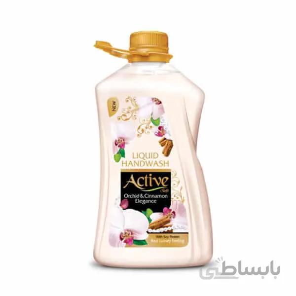 مایع دستشویی اکتیو مدل صدفی با رایحه ارکیده و دارچین وزن 2500 گرم