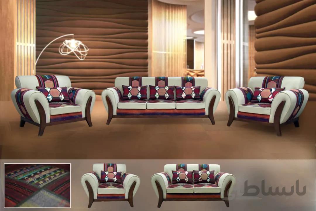 مبل راحتی سنتی با طرح گلیم چهل تکه ۷ نفره کد ۱۰۱۷۹۴
