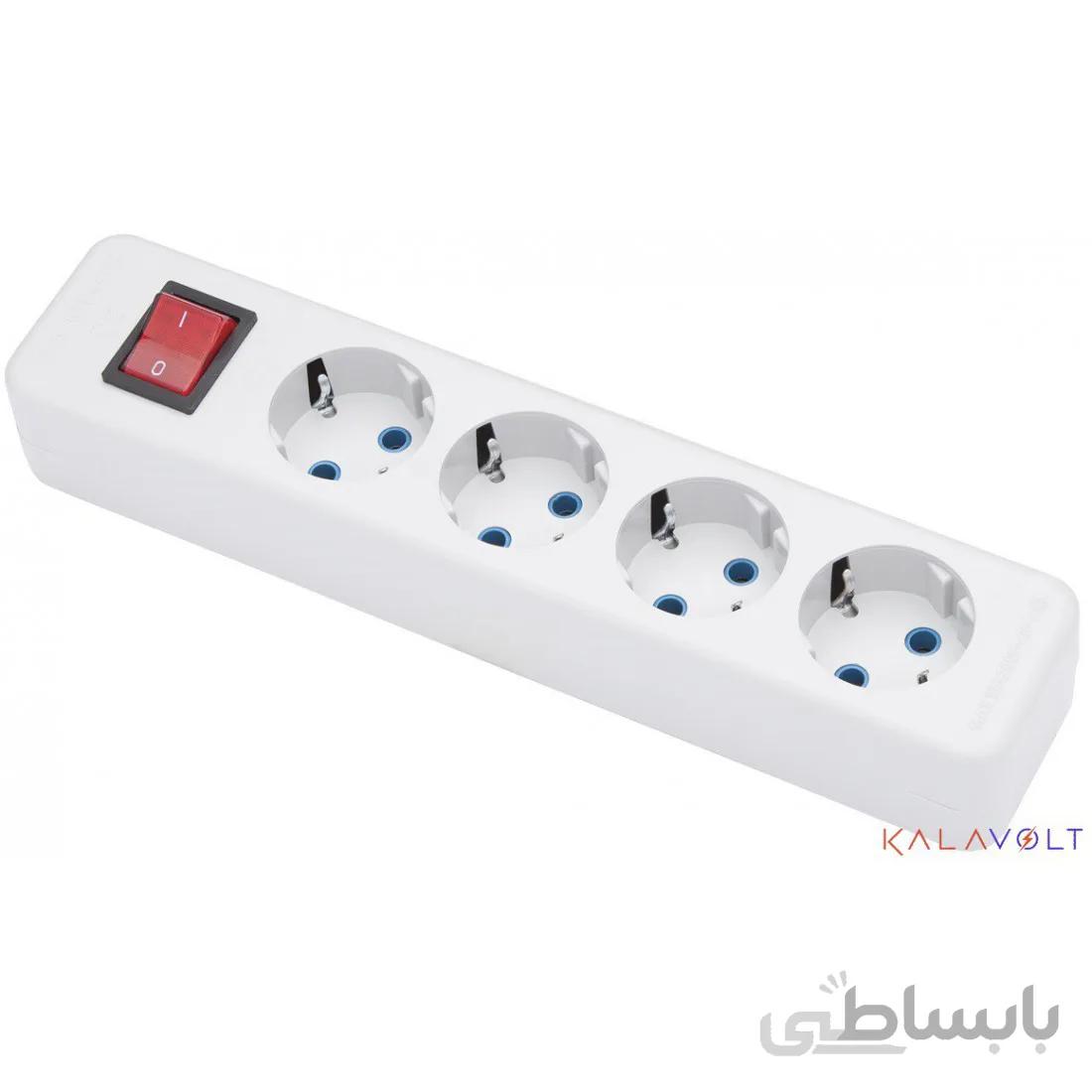 پریز چهارخانه ارت دار با کلید پارت الکتریک مدل شهاب