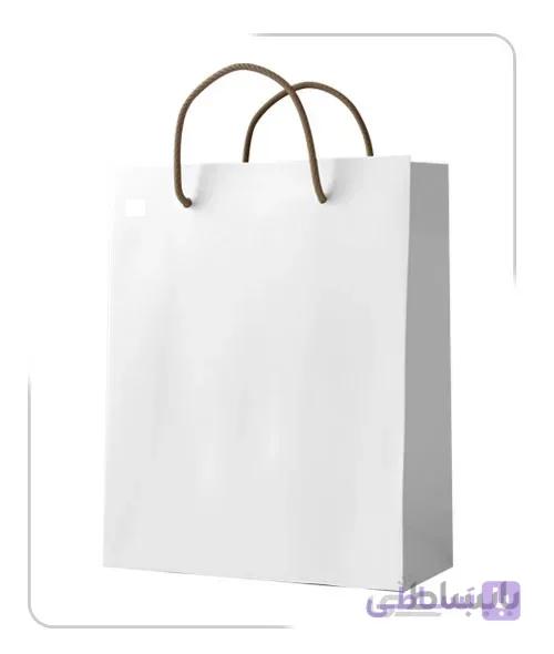 ساکدستی تک رنگ سفید با کاغذ گلاسه کد10074