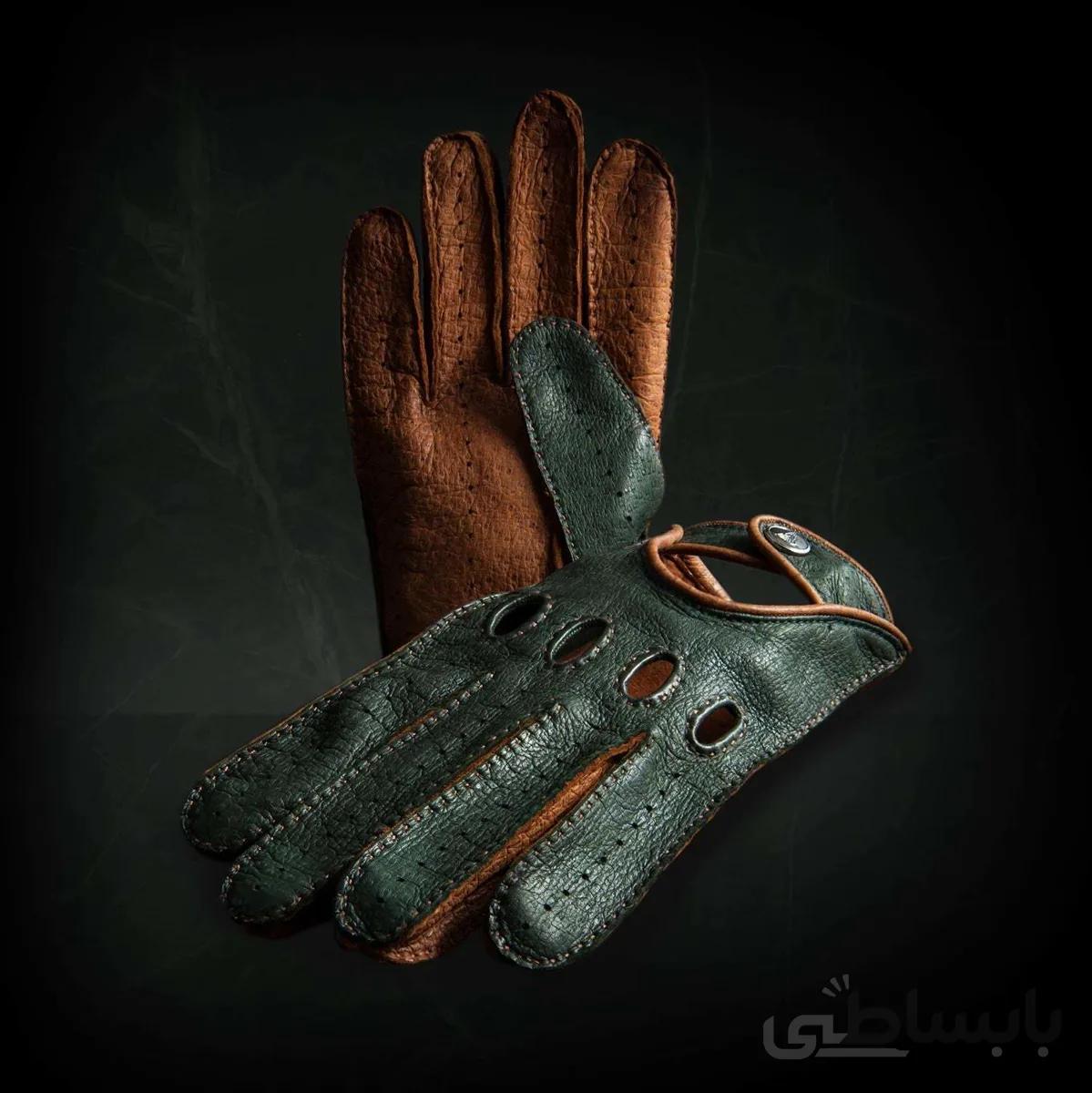 دستکش رانندگی چرم مون hand made versa-british green