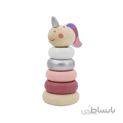 اسباب بازی برج هوش چوبی یونیکورن نقره ای صورتی کد P/BZ-15-E-M/H