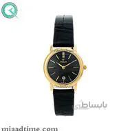 ساعت ویولت Violet زنانه کلاسیک گرد چرمی طلایی صفحه مشکی کد 0424/2L