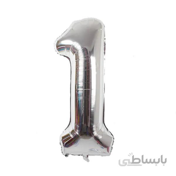 بادکنک فویلی نقره ای عدد 1 سایز 32 اینچ