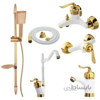 ست شیرآلات فراست پویا مدل قاصدک فانتزی ST به همراه شلنگ توالت و دوش حمام