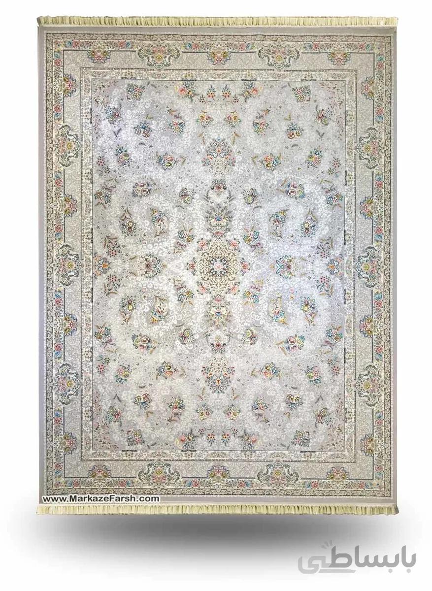 فرش طرح مهتاب نقره ای 1200 شانه گل برجسته