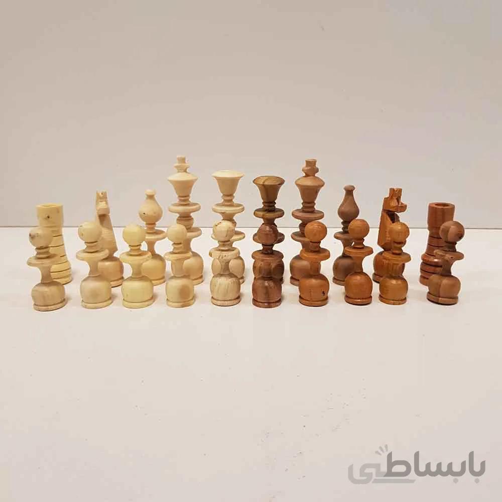مهره شطرنج چوبی دستساز اعلا متوسط رنگ فندقی