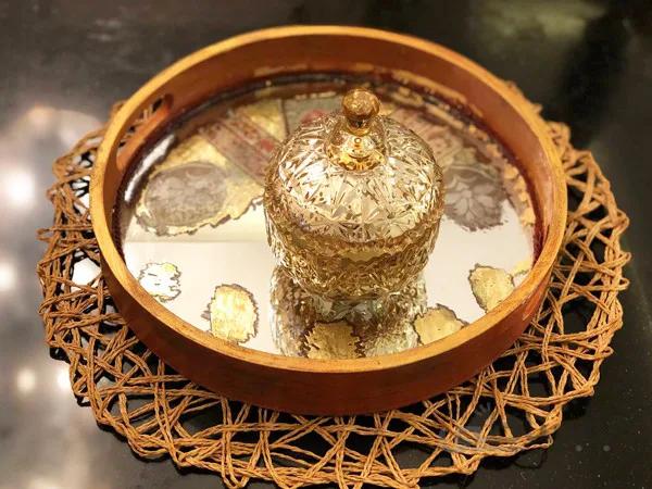 سینی آیینه آنتیک گرد
