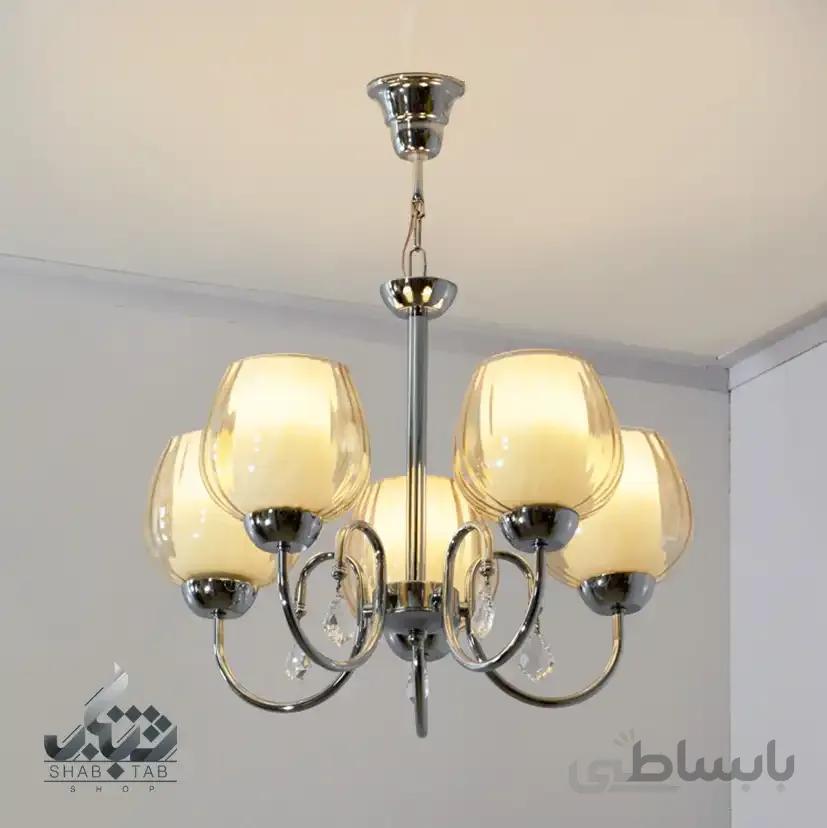لوستر آویز پنج شعله کروم کد 816