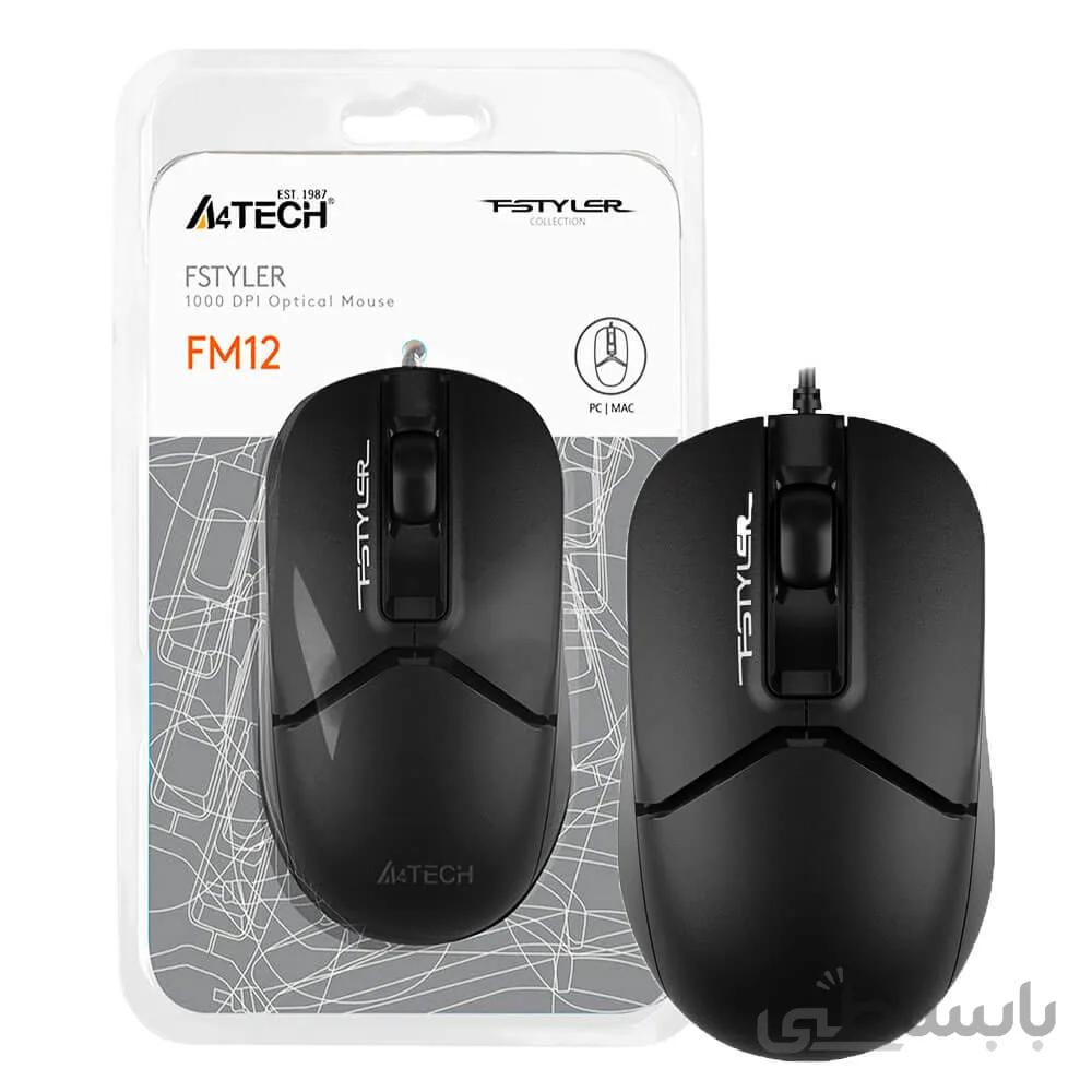 ماوس سیم دار ای فورتک FM-12S مشکی ا A4tech FM-12S Mouse