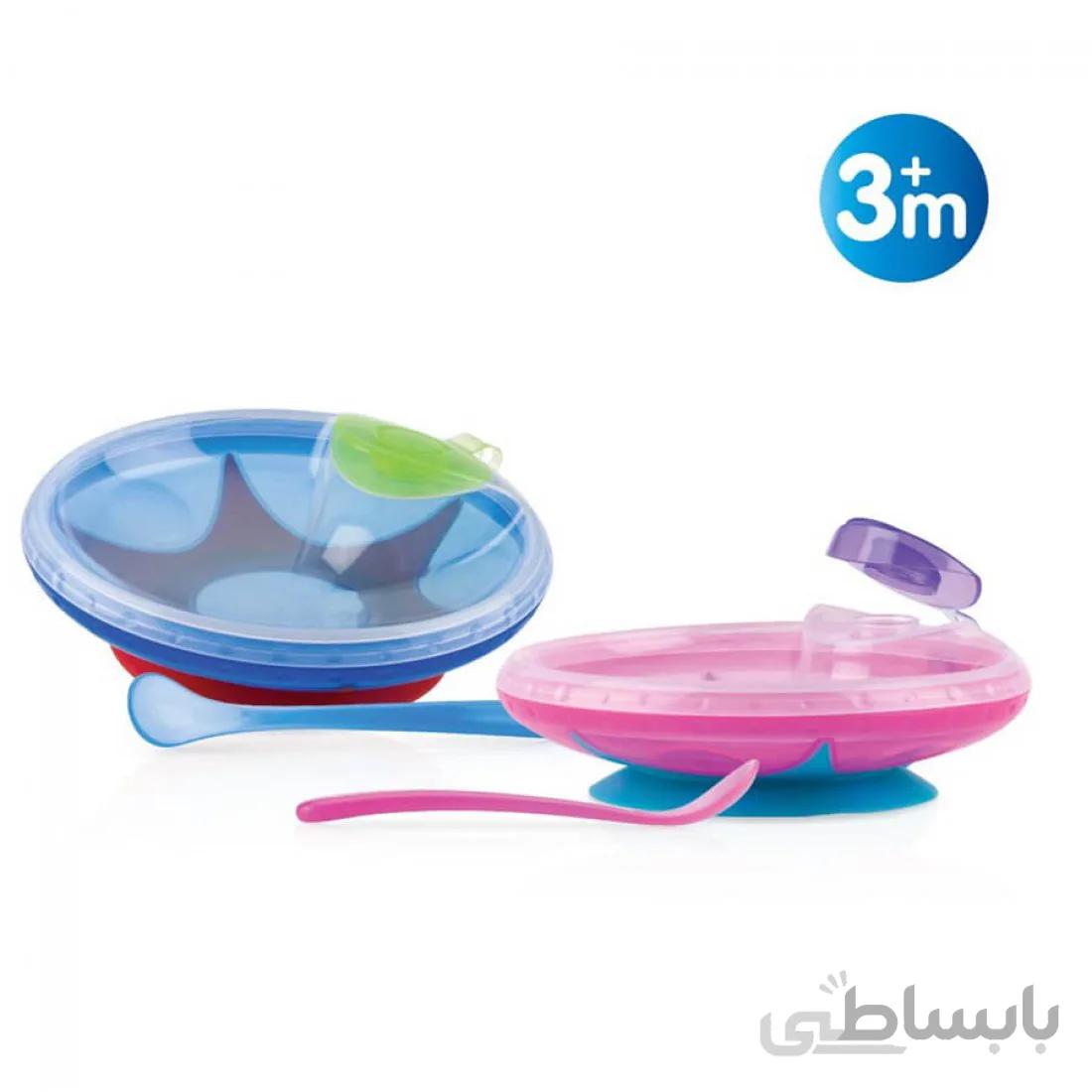 ظرف غذای چسبان با محفظه گرم و قاشق کودک نابی Nuby