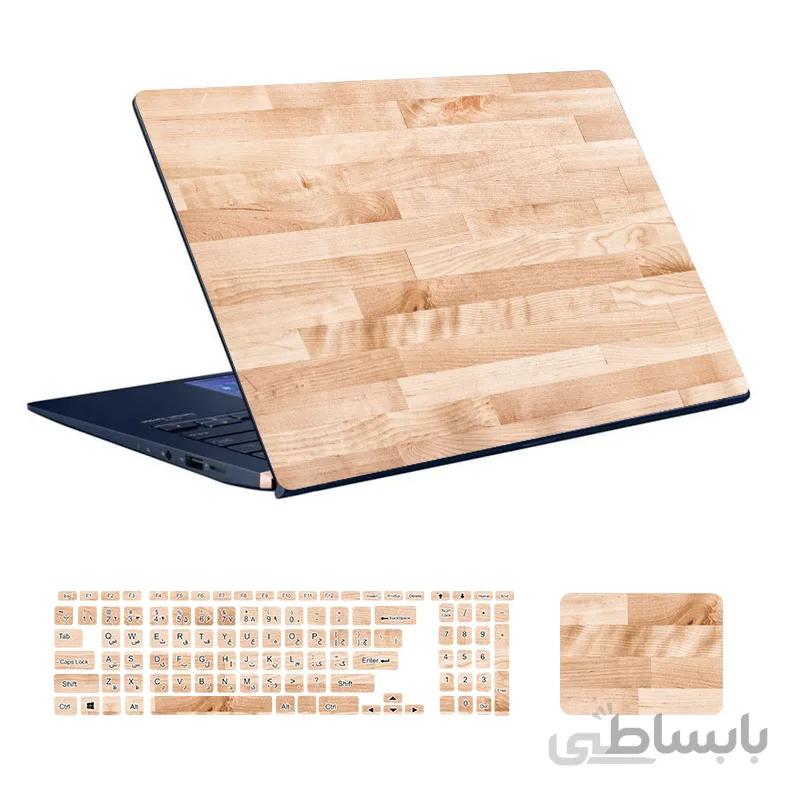 استیکر لپ تاپ طرح Wood کد ۰۵ به همراه استیکر کیبورد