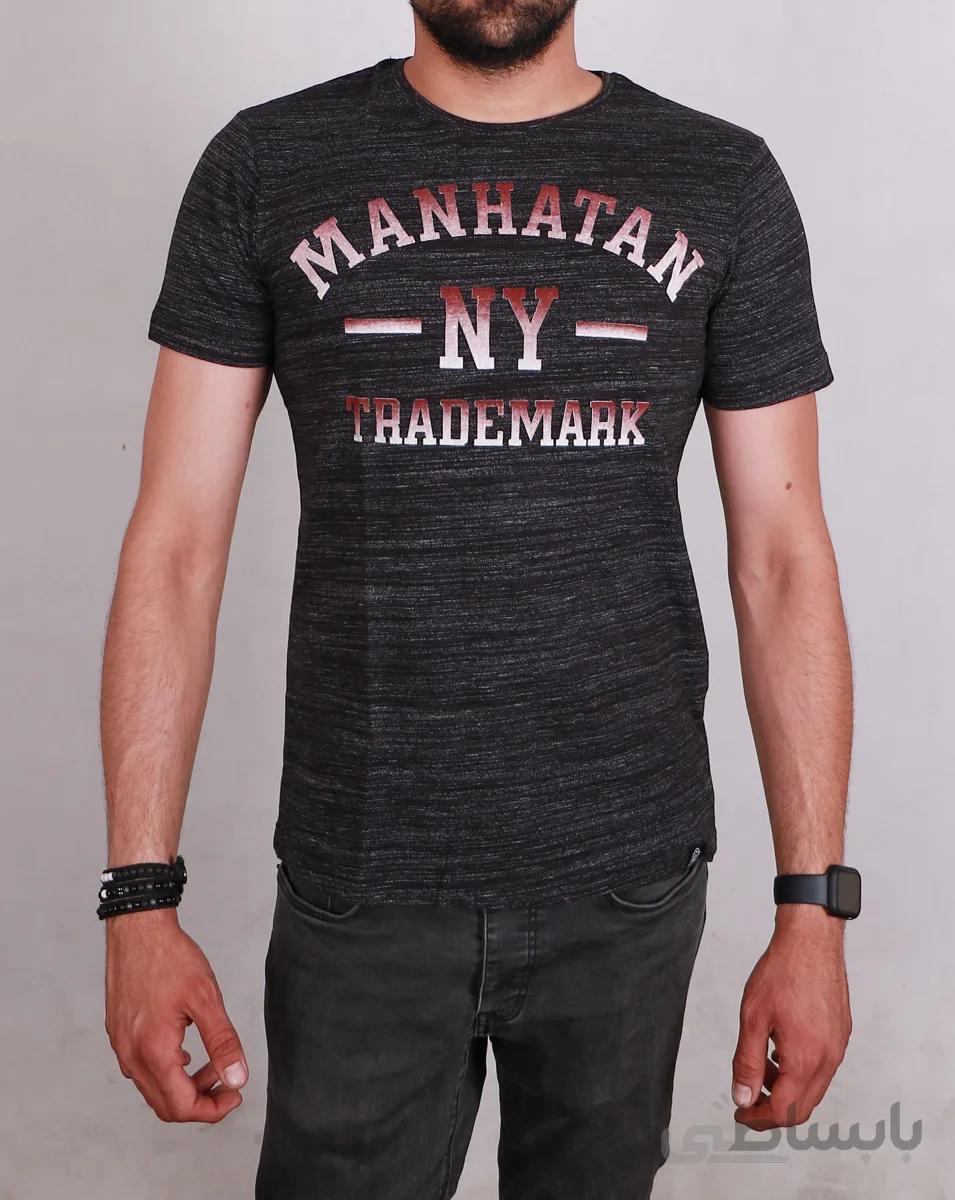 تیشرت یقه گرد مردانه مشکی مدل Manhatan NY