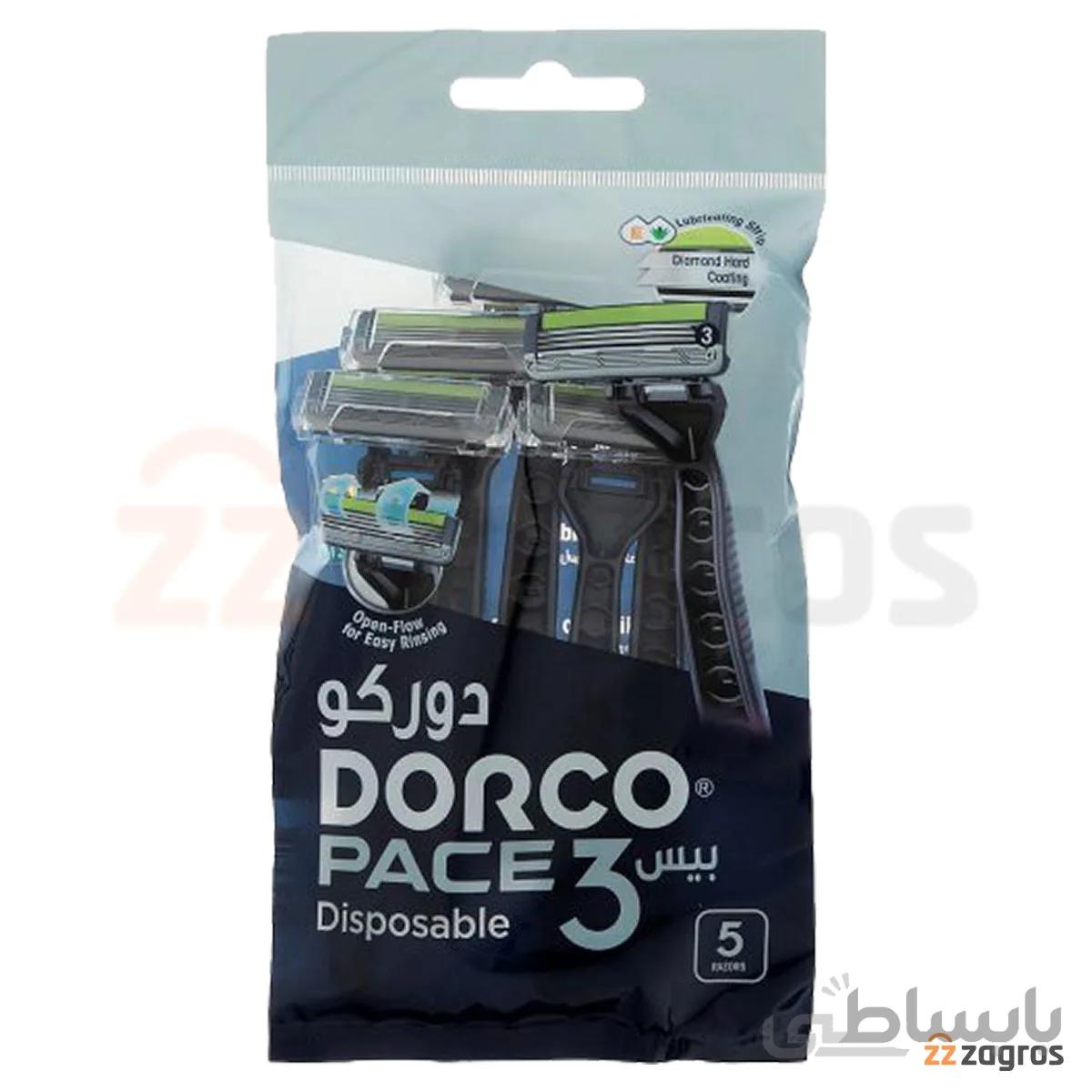 خودتراش 3 تیغ مردانه دورکو مدل Disposable بسته 5 عددی