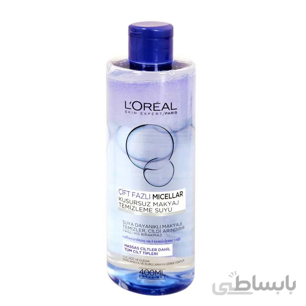 محلول پاک کننده صورت loreal مناسب پوست نرمال تا مختلط ا micellar water loreal model temizleme 400ml