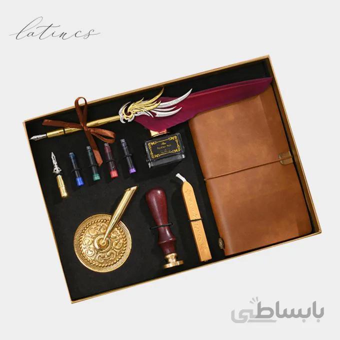 ست کالیگرافی قلم پر طرح آرتمیس رنگ قرمز