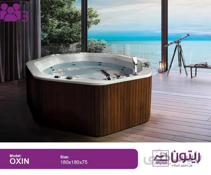 جکوزی گرد سه نفره یا چهارنفره با ورق اکریلیک سه لایه ریتون اکسین 180x180 ا 180x180x75_ با یک موتور 8 ضلعی