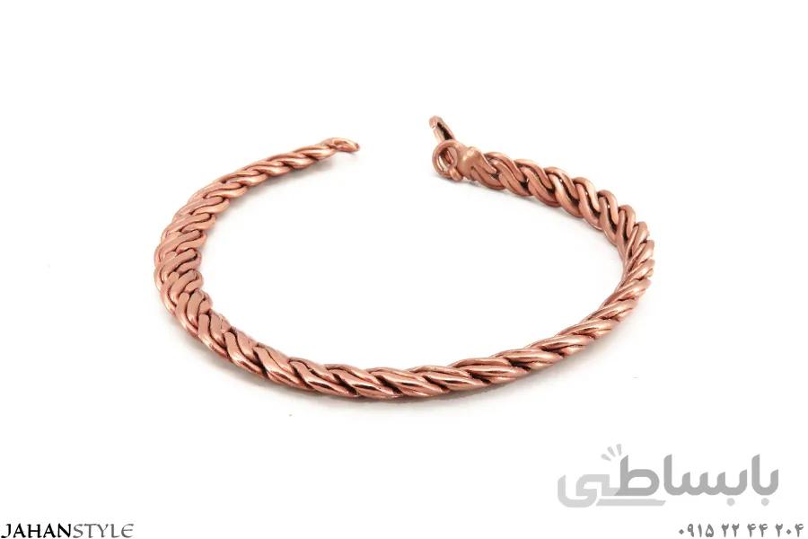 دستبند مسی مات طرح زنجیری